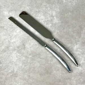 Saladmaster Stainless Steel Spatula Server Serrated Knife Set Made in USA 2pc